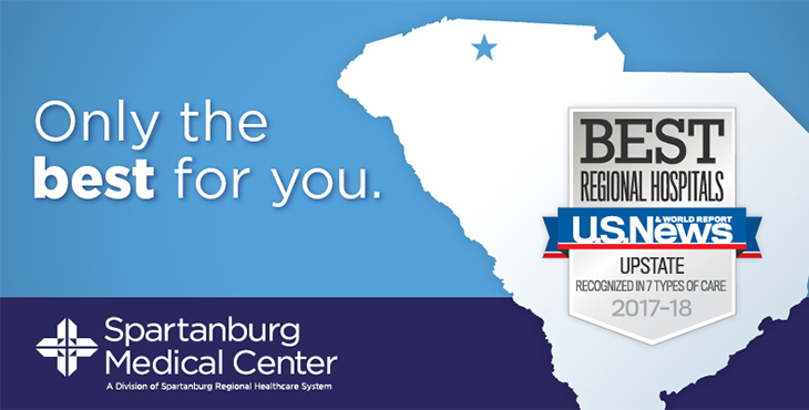 Only the best for you. Spartanburg Medical Center named one of U.S. News & World Report's best regional hospitals.