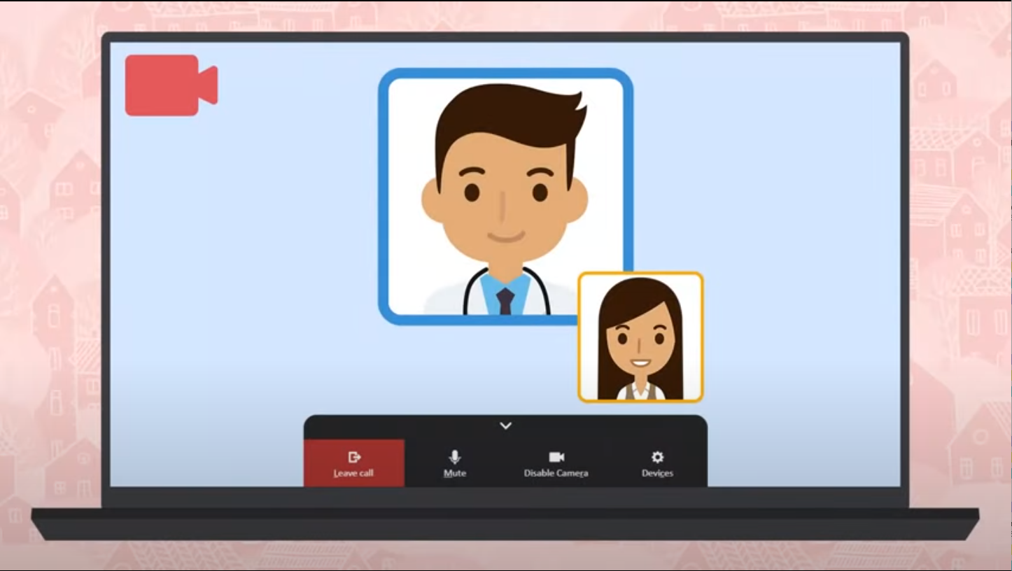 Animation graphic of video visit call